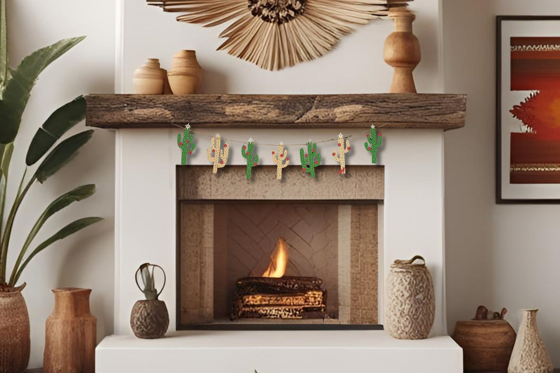 Christmas Cactus garland desert holiday decor