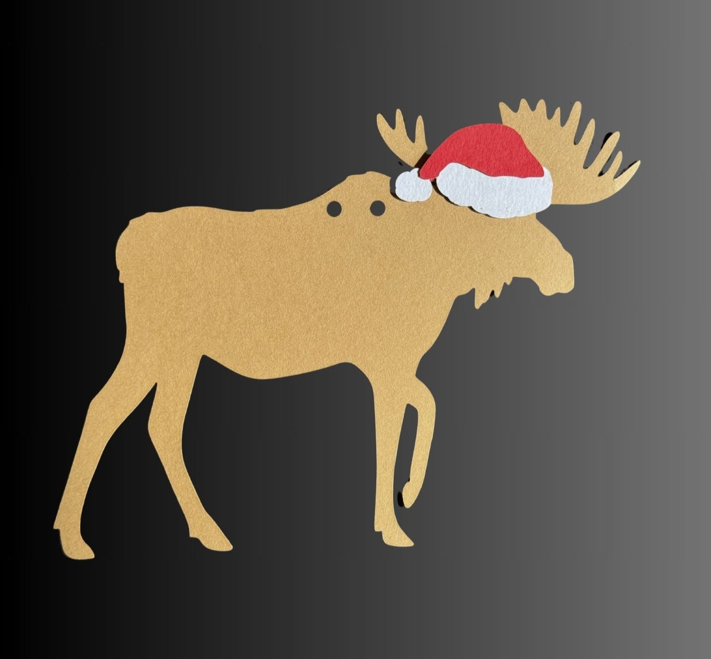 Santa hat on moose Garland
