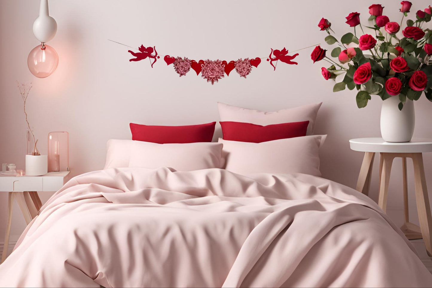 valentine's day heart cupid rose garland