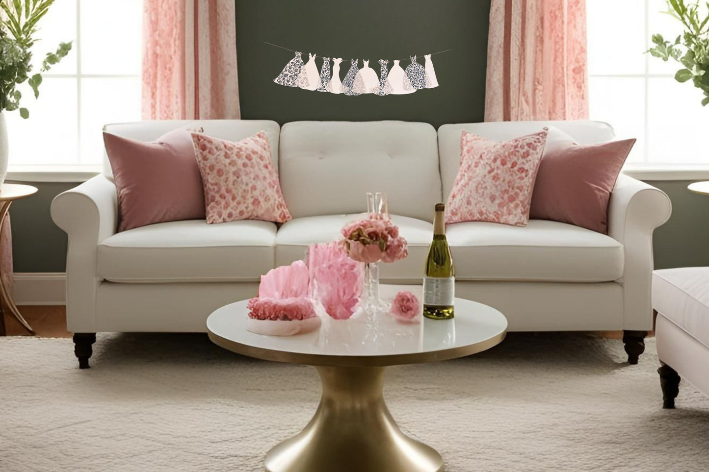 bride dress garland wedding gown banner