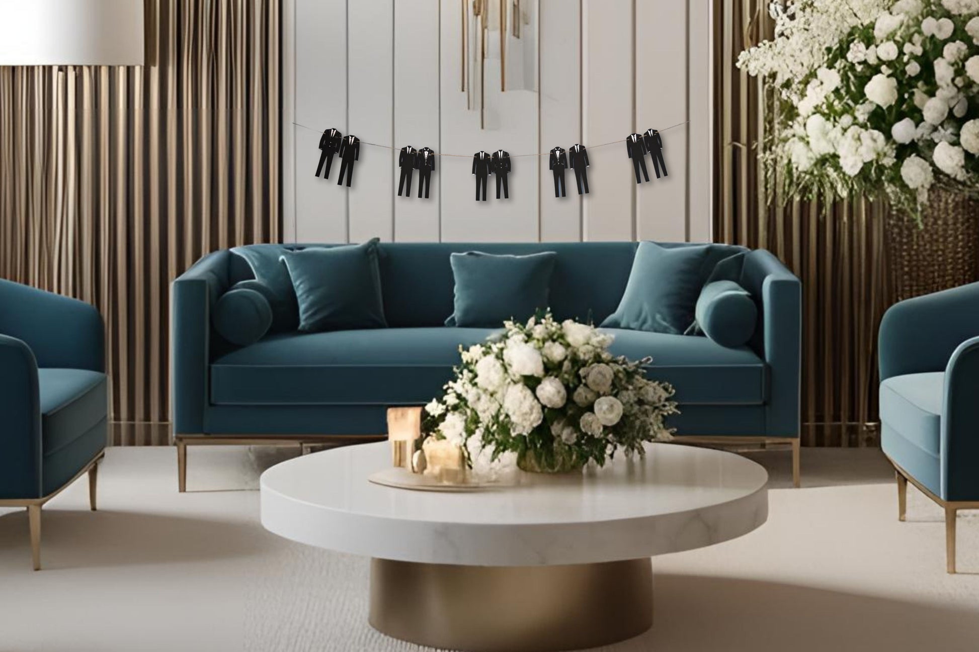 groom and groom gay wedding garland banner