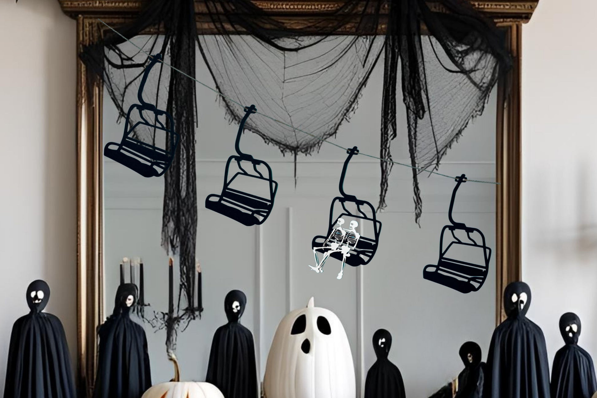 Halloween Chairlift Garland Skeleton Decor