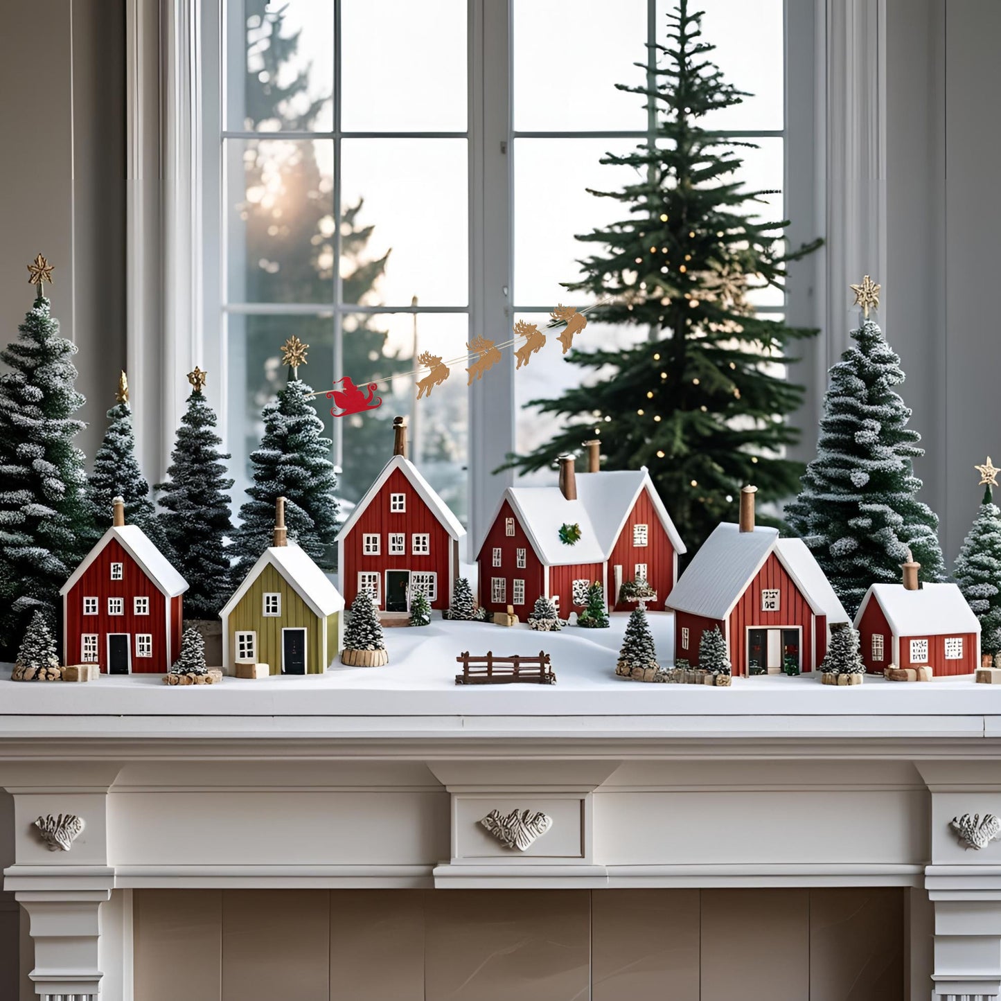 The Mini Santa Sleigh and Reindeer Garland
