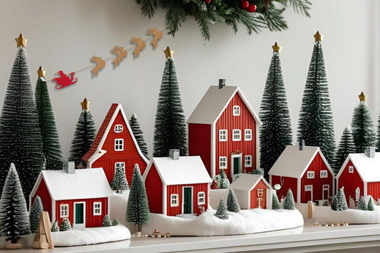 mini santa sleigh and reindeer christmas holiday garland