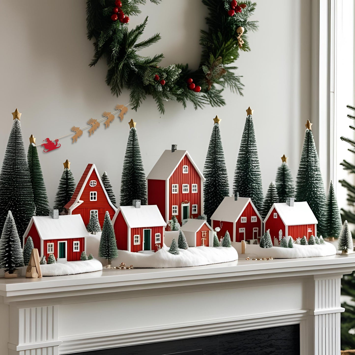 The Mini Santa Sleigh and Reindeer Garland