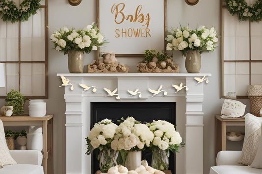 stork garland baby shower baby nursery decor