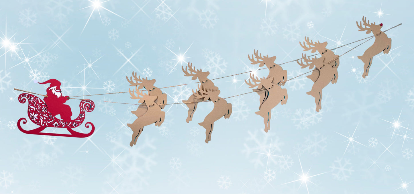 The Santa Sleigh and Reindeer Garland