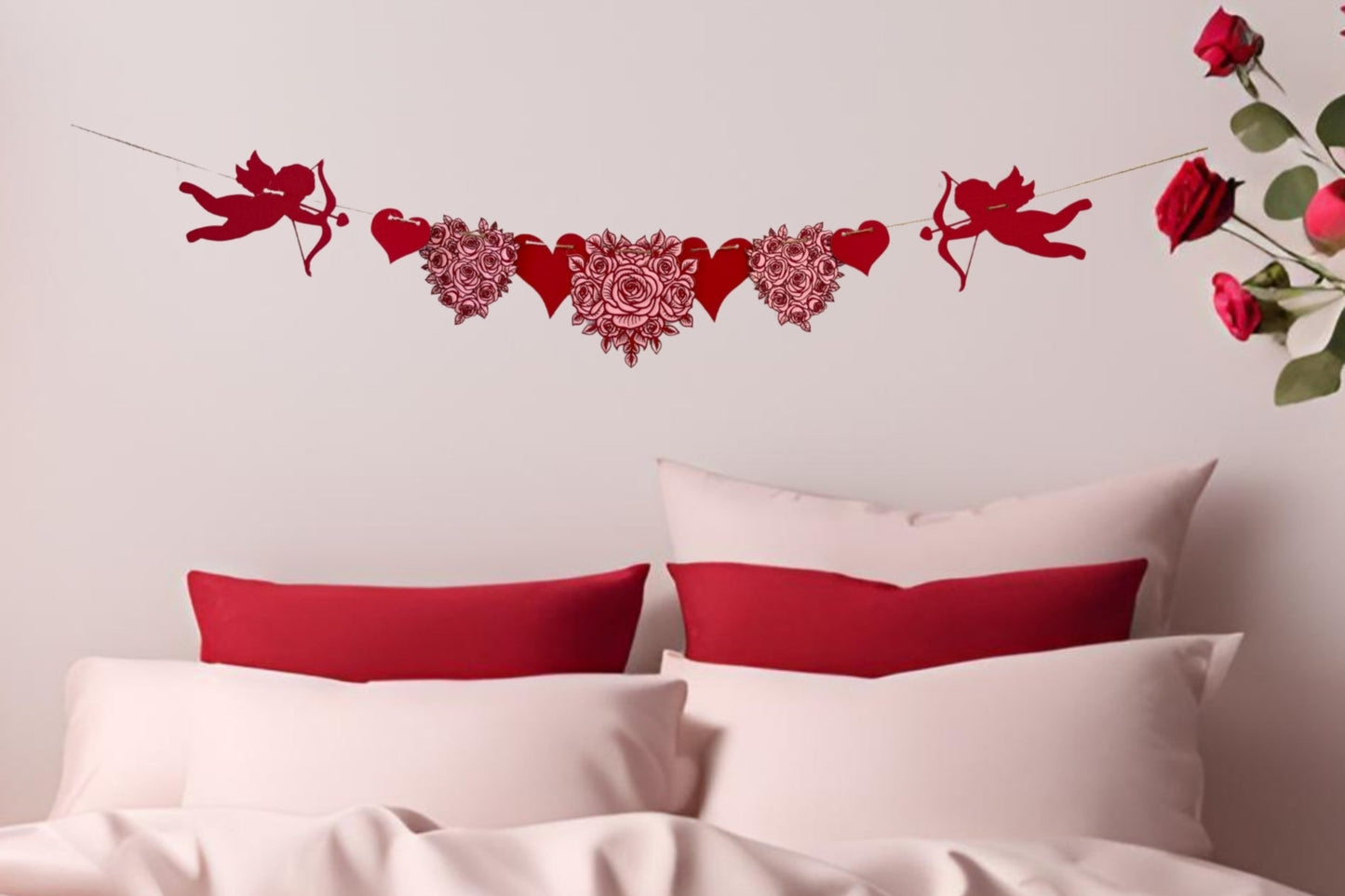 valentines day garland rose hearts cupid