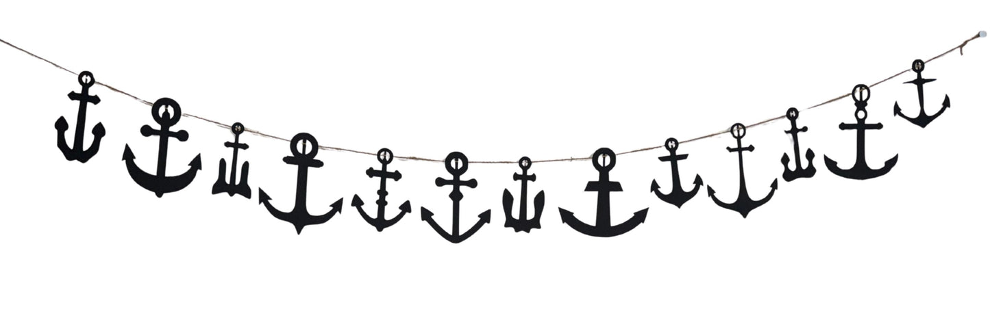 String of black anchors garland banner
