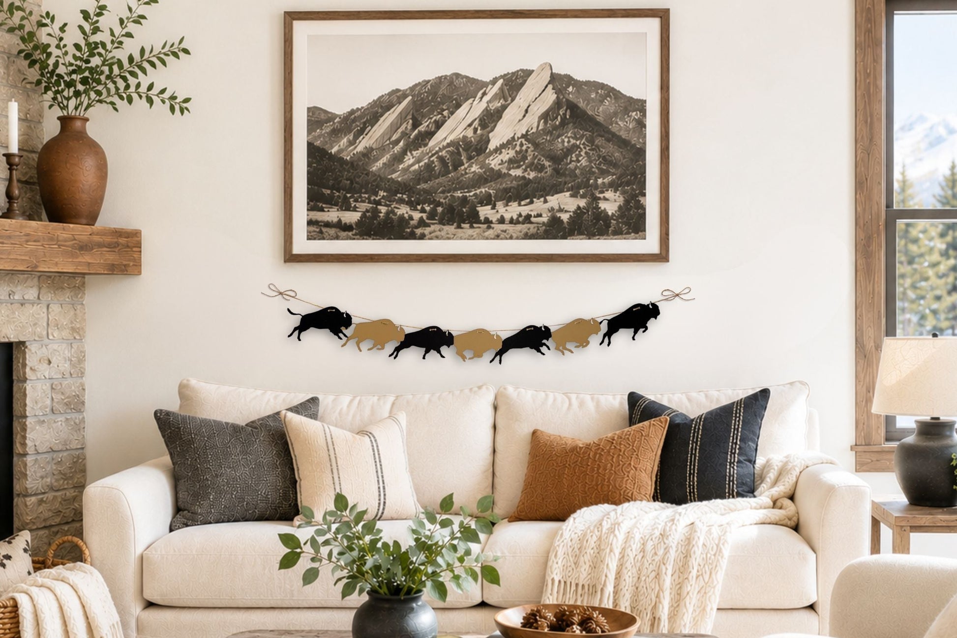 black and gold colorado buffalo garland gameday banner