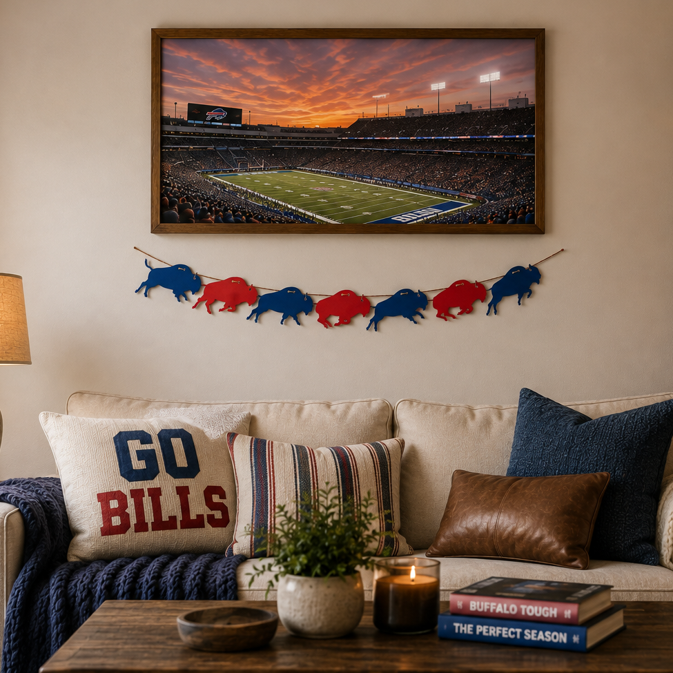 The Blue and Red Buffalo Garland