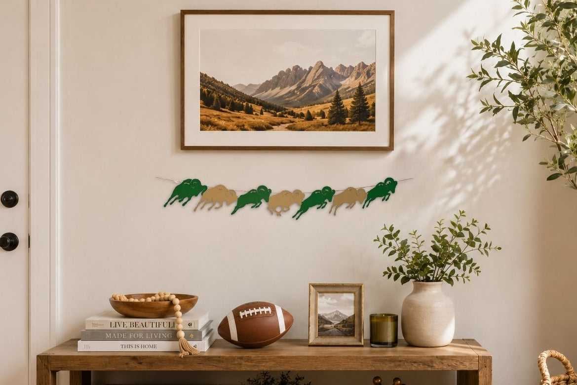 green and gold csu colorado state university garland gameday banner decor