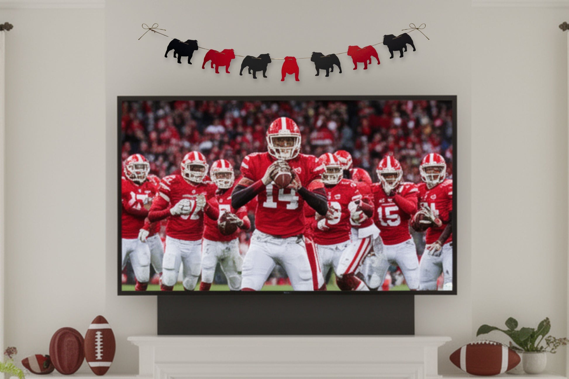 red and black bulldog garland banner team spirit tailgating football party