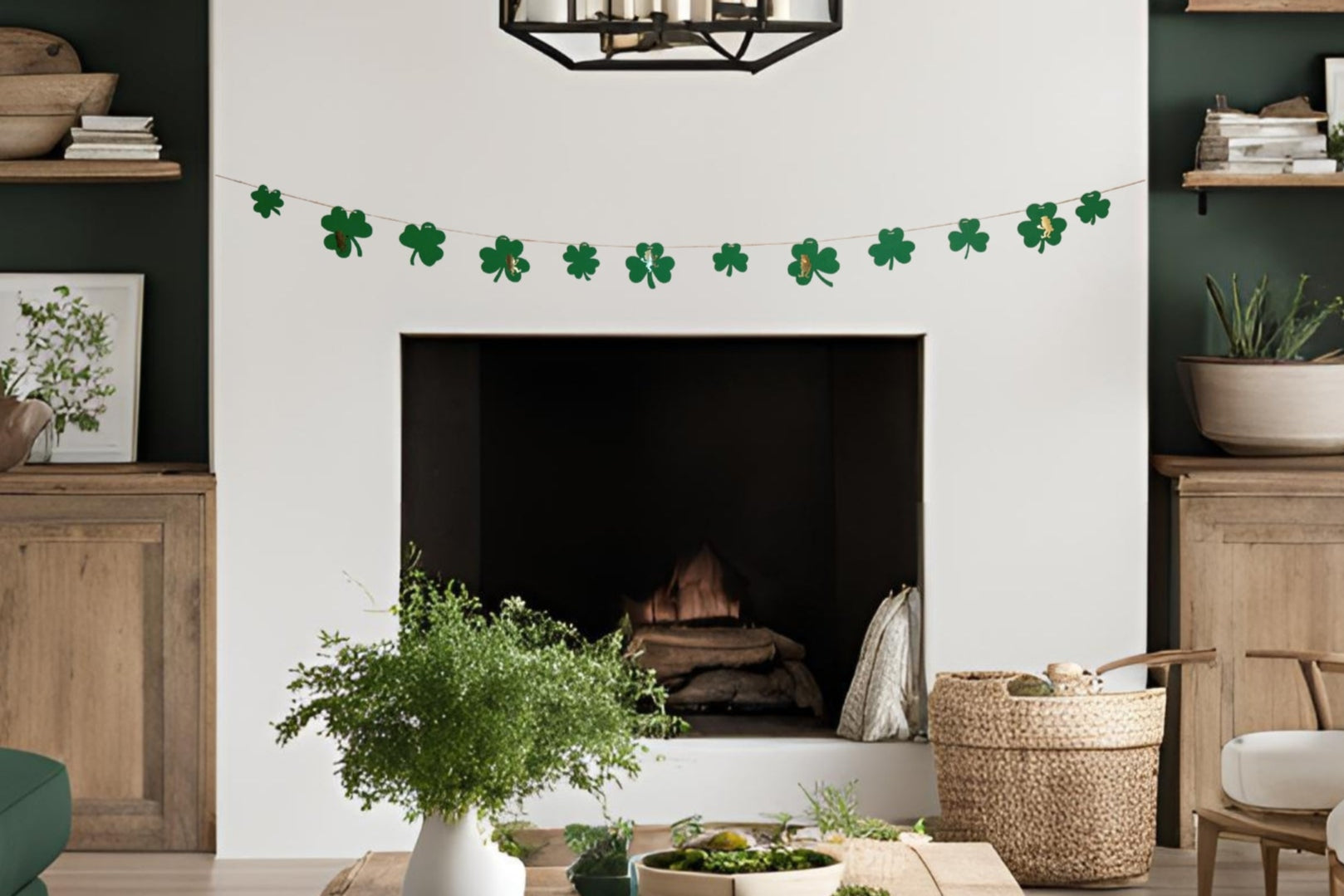 st patricks day shamrock clover leprechaun garland banner bunting